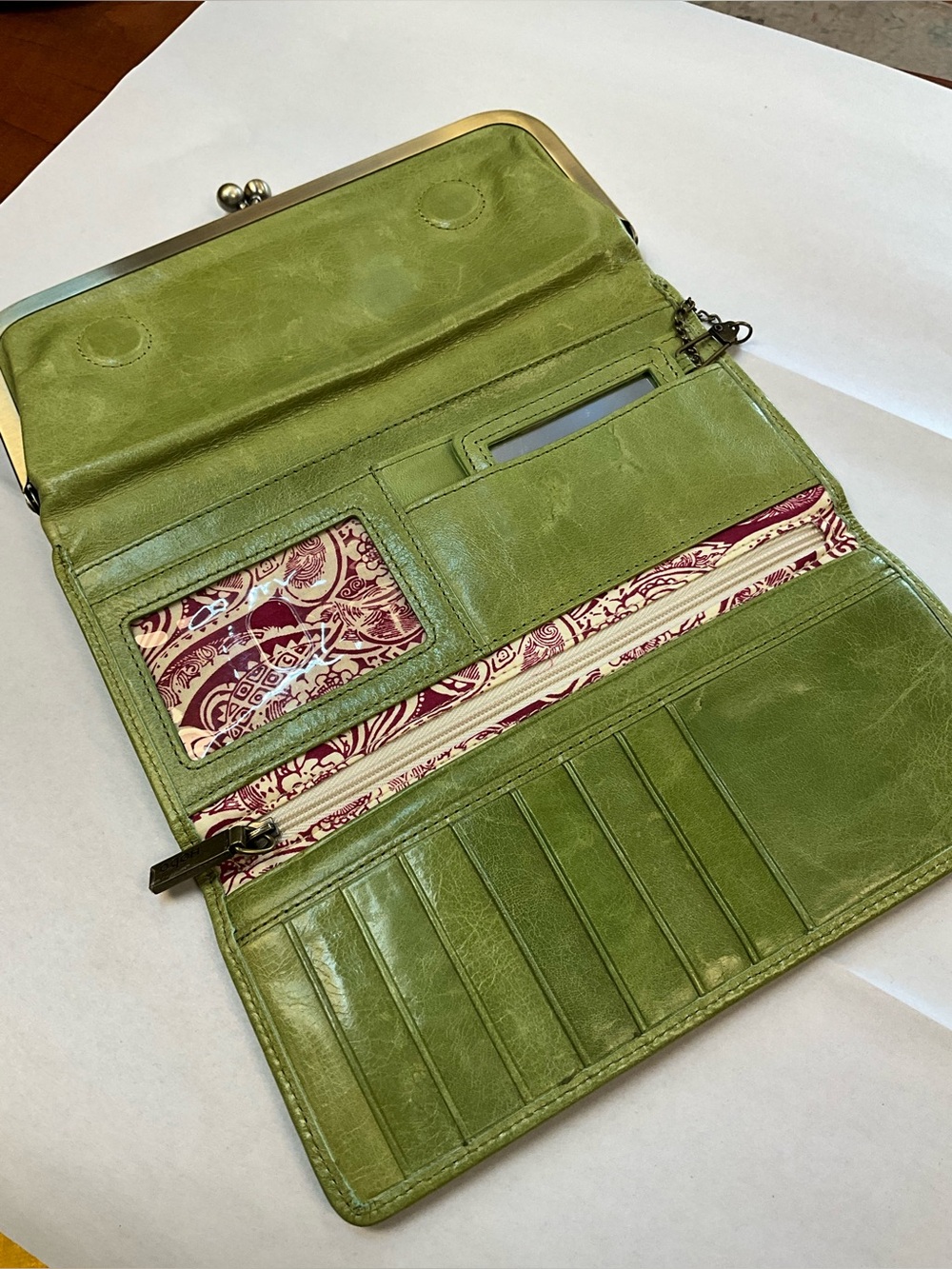 HOBO Olive Green Leather Frame Wallet Clutch - Picture 4 of 13